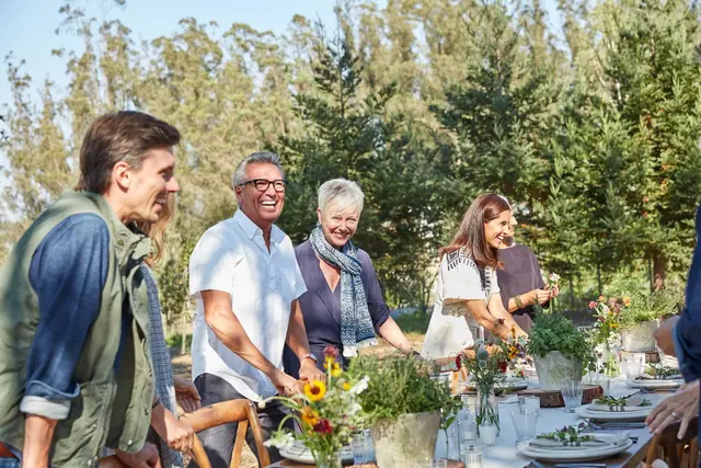 Family dinner outdoors